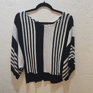 3/$10 Chesley Monochrome Striped Crew Neck Sweater